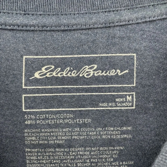 Eddie Bauer T Shirt Mens M Blue Black Animal Print Crew Neck Short Sleeve - Picture 8 of 9